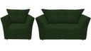 Ver imagem 1 de Kit Namoradeira + 1 Poltrona Decorativa Isis Suede Verde Pés Madeira Ms Decor