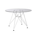 Ver imagem 2 de Mesa Eiffel Redonda 110cm Tampo de Vidro com Base de Ferro Branco
