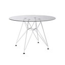 Ver imagem 2 de Mesa de Jantar Eiffel Redonda 110cm Tampo de Vidro com Base de Ferro Branco