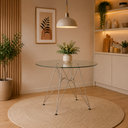 Ver imagem 1 de Mesa de Jantar Eiffel Redonda 110cm Tampo de Vidro com Base de Ferro Branco