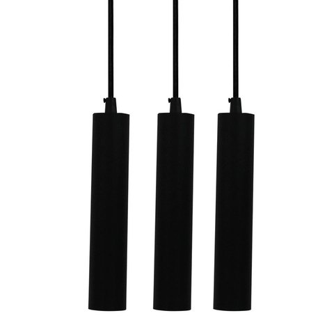 Kit 3x Pendente Tubo Cilindro Preto Alumínio Balcão Cozinha Mr11 + Lâmpadas Led 6000k Bivolt