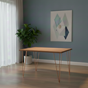 Ver imagem 1 de Mesa Eames Clips 4 Pés de Ferro Cobre Tampo Quadrado Amêndoa 90x90