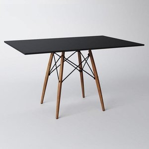 Mesa Eiffel Wood Tampo Retangular de Madeira Preto 120cm
