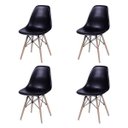 Ver imagem 4 de Conjunto de Jantar e Sala com Mesa Eames 4 Cadeiras Pretas Eiffel 90cm Base Madeira Tampo Branco