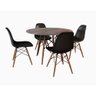 Conjunto de Mesa de Jantar Eames Eiffel Redonda 90cm Tampo de Madeira Amêndoa com 4 Cadeiras Pretas - 2
