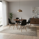 Ver imagem 1 de Conjunto de Mesa de Jantar Eames Eiffel Redonda 90cm Tampo de Madeira Amêndoa com 4 Cadeiras Pretas