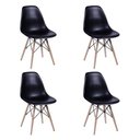 Ver imagem 4 de Conjunto de Mesa de Jantar Eames Eiffel Redonda 90cm Tampo de Madeira Amêndoa com 4 Cadeiras Pretas