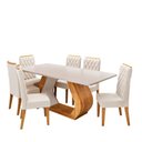 Ver imagem 2 de Conjunto Sala de Jantar 6 Lugares Retangular Tampo em MDF Store Bege/Mel/Blonde
