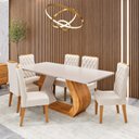 Ver imagem 1 de Conjunto Sala de Jantar 6 Lugares Retangular Tampo em MDF Store Bege/Mel/Blonde
