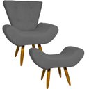 Ver imagem 1 de Kit Poltrona Decorativa Para Sala Recepção Escritório Consultório + Puff Emilia Suede