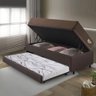 Bicama Box Baú com Courino Linho Marrom 120x203 com Colchão Relax Adorabile Molas Ensacadas - 3