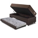 Ver imagem 4 de Bicama Box Baú com Courino Linho Marrom 120x203 com Colchão Relax Adorabile Molas Ensacadas