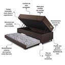 Ver imagem 5 de Bicama Box Baú com Courino Linho Marrom 120x203 com Colchão Relax Adorabile Molas Ensacadas