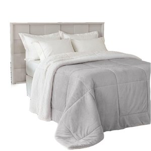 Coberdron Edredom King D. Face Sherpa Mantinha Cinza