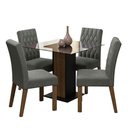 Ver imagem 2 de Conjunto Sala de Jantar Mesa Tampo de Vidro 4 Cadeiras Rustic/preto/silver Noemi Madesa