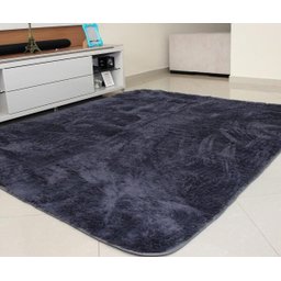 Tapete 3x2 Metros Felpudo Sala Costa Oro Cor Cinza Escuro - 1