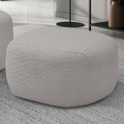Puff Decorativo Orgânico para Sala de Estar Living Barolo L06 Bouclê Cinza - Lyam Decor - 2