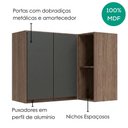 Ver imagem 4 de Armario Aereo de Canto 2 Portas 2 Nichos MDF 89x68 cm Kali 193641 Carvalho Toq Chumbo Nicioli