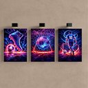 Ver imagem 2 de Kit 3 Quadro Decorativo Futebol Jogador Bola Neon Quarto Qualidade Premium Moderno 28x20cm
