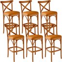 Ver imagem 1 de Kit 06 Banquetas Altas Cozinha Bancada Bar Sala Jantar Estofada Ávila L02 Couríssimo Whisky - Lyam L