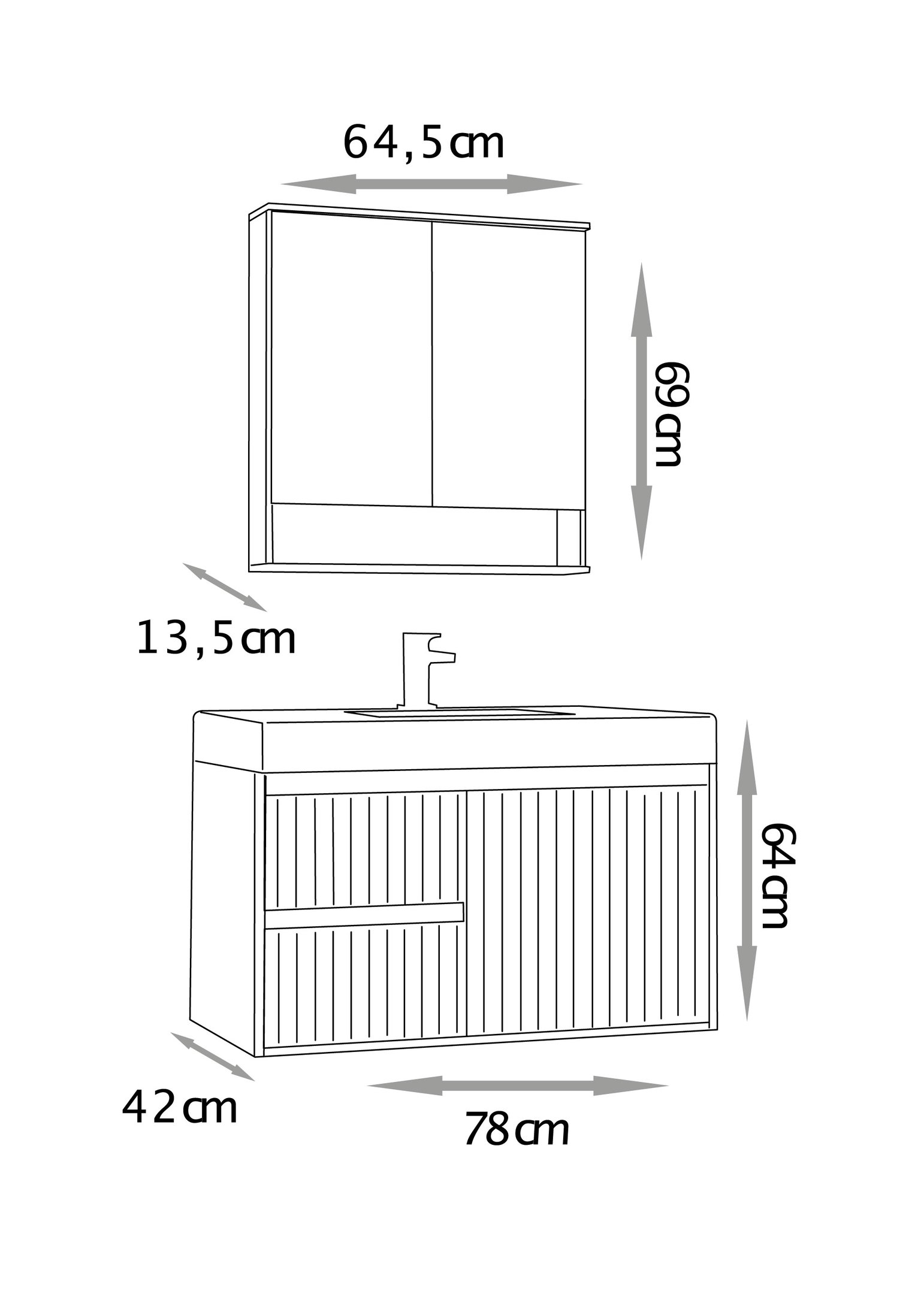 Conjunto para Banheiro Clarice 60 Cm com Lavatório e Espelheira - Fabribam Gabinetes - 6