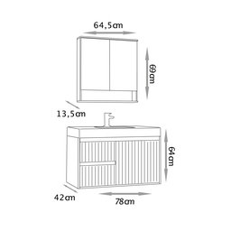 Conjunto para Banheiro Clarice 60 Cm com Lavatório e Espelheira - Fabribam Gabinetes - 6