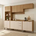 Ver imagem 1 de Cozinha Compacta Modulada 5 Peças 270cm 11 Portas e 2 Gavetas Colors Marrom Freijó/Nazca