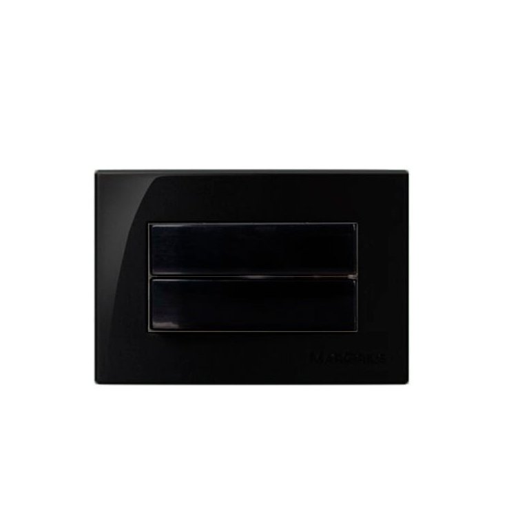 Interruptor Duplo Embutir para Móvel Madeira 10a Preto Completo