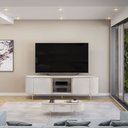 Ver imagem 1 de Bancada Decorativa Tv 65" Deep 2 Portas Prateleira Vidro Offwhite G18 - Gran Belo