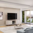 Ver imagem 5 de Bancada Decorativa Tv 65" Deep 2 Portas Prateleira Vidro Offwhite G18 - Gran Belo