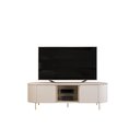 Ver imagem 2 de Bancada Decorativa Tv 65" Deep 2 Portas Prateleira Vidro Offwhite G18 - Gran Belo