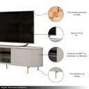 Ver imagem 3 de Bancada Decorativa Tv 65" Deep 2 Portas Prateleira Vidro Offwhite G18 - Gran Belo