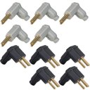 Ver imagem 1 de 5 Plug Macho Preto + 5 Plug Macho Branco 3 Pinos 90 Graus