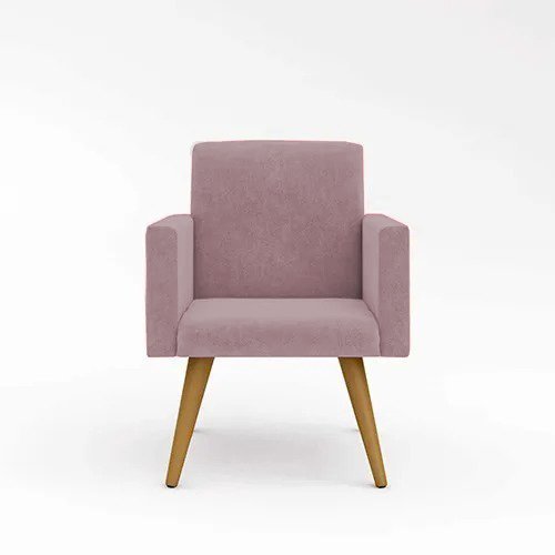 Poltrona Decorativa Nina Cadeira Escritório Recepção Suede Rosê - 2