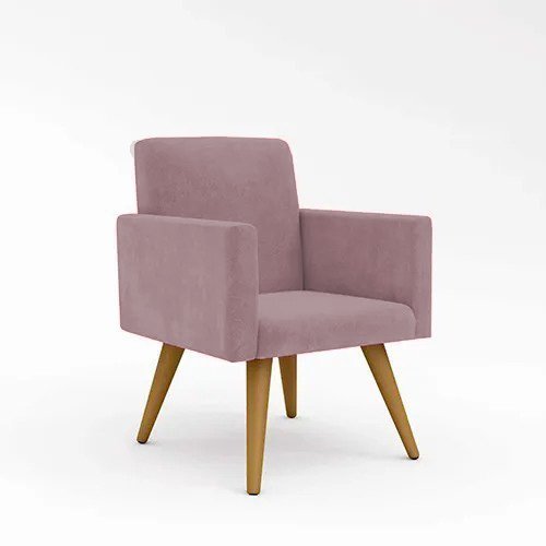 Poltrona Decorativa Nina Cadeira Escritório Recepção Suede Rosê - 1