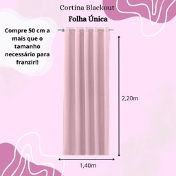Cortina Blackout 1,40 X 2,20m Folha Unica Ilhos para Provador Corta Luz Cor Rosa - 3