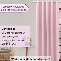Cortina Blackout 1,40 X 2,20m Folha Unica Ilhos para Provador Corta Luz Cor Rosa - 4