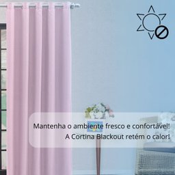 Cortina Blackout 1,40 X 2,20m Folha Unica Ilhos para Provador Corta Luz Cor Rosa - 5