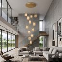 Ver imagem 5 de Pendente Moderno Glass 60cm 12 Vidros Âmbar C Lâmp. Led