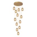Ver imagem 1 de Pendente Moderno Glass 60cm 12 Vidros Âmbar C Lâmp. Led