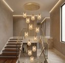 Ver imagem 2 de Pendente Moderno Glass 60cm 12 Vidros Âmbar C Lâmp. Led