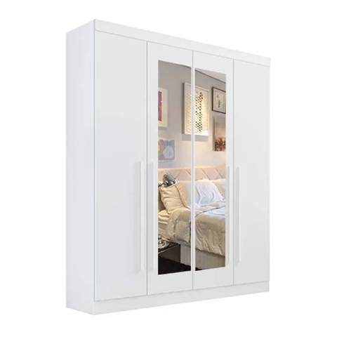 Guarda Roupa da Vinci 4 Pts com Espelho Branco - D Doro