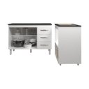 Ver imagem 5 de Balcão Armário Gabinete Bruna 118 Cm Branco com Tampo Preto e Balcão Evelyn para Cooktop 4 Bocas