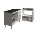 Ver imagem 4 de Balcão Armário Gabinete Bruna 118 Cm Branco com Tampo Preto e Balcão Evelyn para Cooktop 4 Bocas
