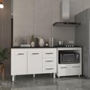 Ver imagem 3 de Balcão Armário Gabinete Bruna 118 Cm Branco com Tampo Preto e Balcão Evelyn para Cooktop 4 Bocas
