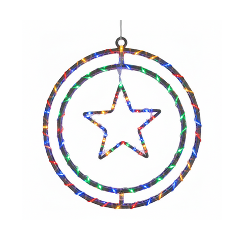 Argola Dupla C/ Figuras Estrela 80leds Colorida - Global