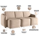 Ver imagem 4 de Sofá Cama para Sala de Estar 3 Lugares 236cm Montserrat K01 Veludo Bege - Lyam Decor