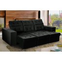 Ver imagem 2 de Sofá 3 Lugares Itália Plus 2,10m Retrátil, Reclinável, com 2 Puffs Pés Palito, Preto