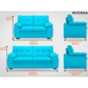 Ver imagem 2 de Conjunto de Sofá 2 e 3 Lugares Fixo Modena Velosuede Turquesa - Netsofás