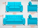 Ver imagem 2 de Conjunto de Sofá 2 e 3 Lugares Fixo Modena Velosuede Turquesa - Netsofás